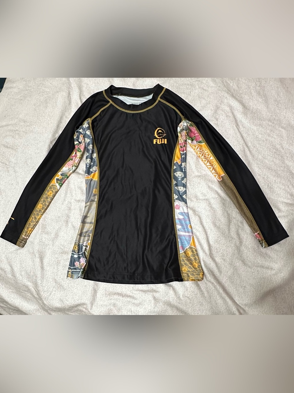 Black & Gold Long-Sleeve Rash Guard - Fuji Sports, martial arts, Jiu Jitsu